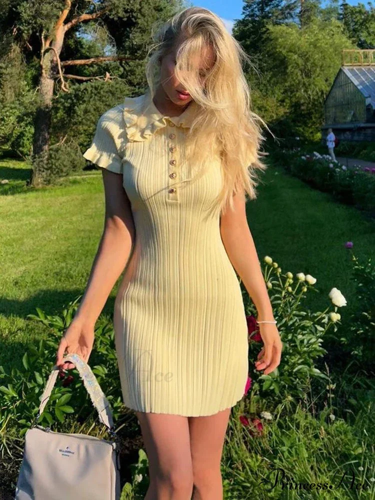 Tall-Waist Knitted Retro Mini Dress - Image 3
