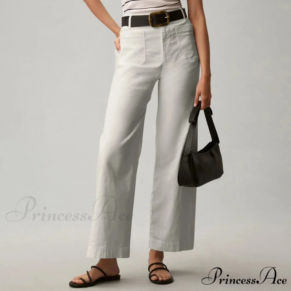 Tall Waist Patch Pocket Straight Trousers - Image 2