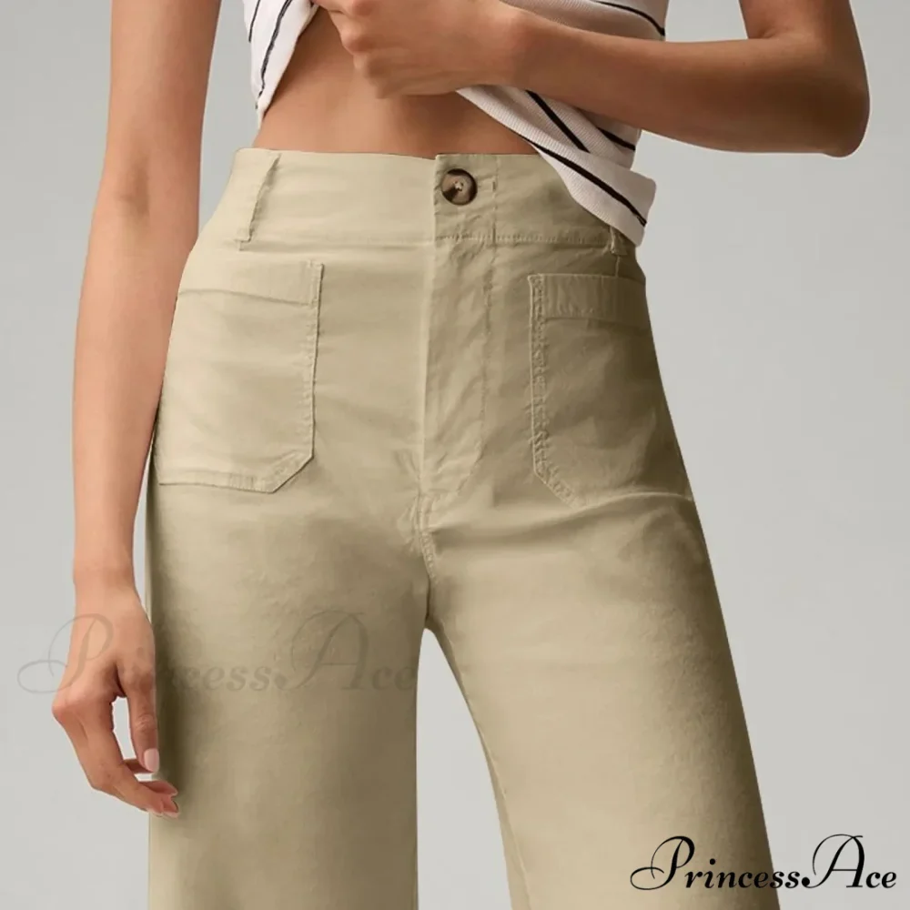 Tall Waist Patch Pocket Straight Trousers - Image 3