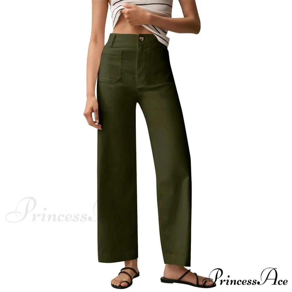 Tall Waist Patch Pocket Straight Trousers - Image 6