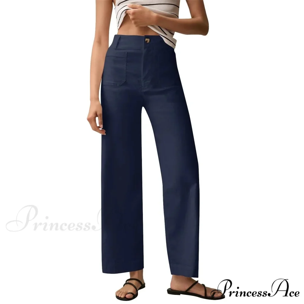 Tall Waist Patch Pocket Straight Trousers - Image 7