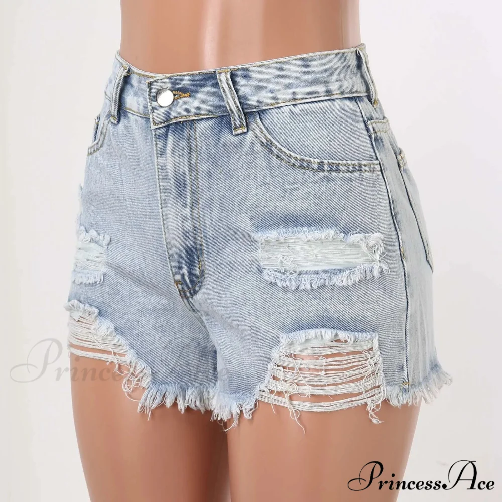 Tall-Waist Torn Cleansed Denim Short - Image 2