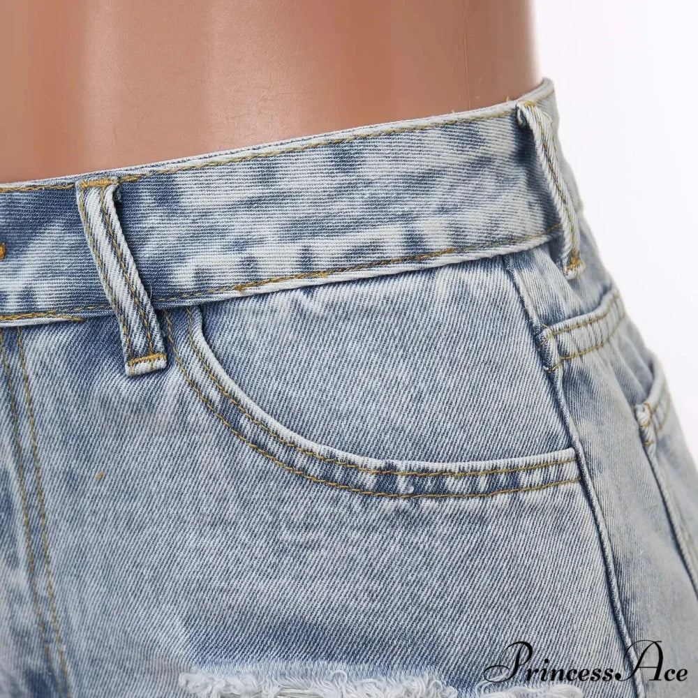 Tall-Waist Torn Cleansed Denim Short - Image 3