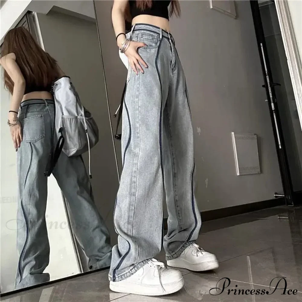 Tall Waisted Baggy Straight Denim Trousers - Image 2