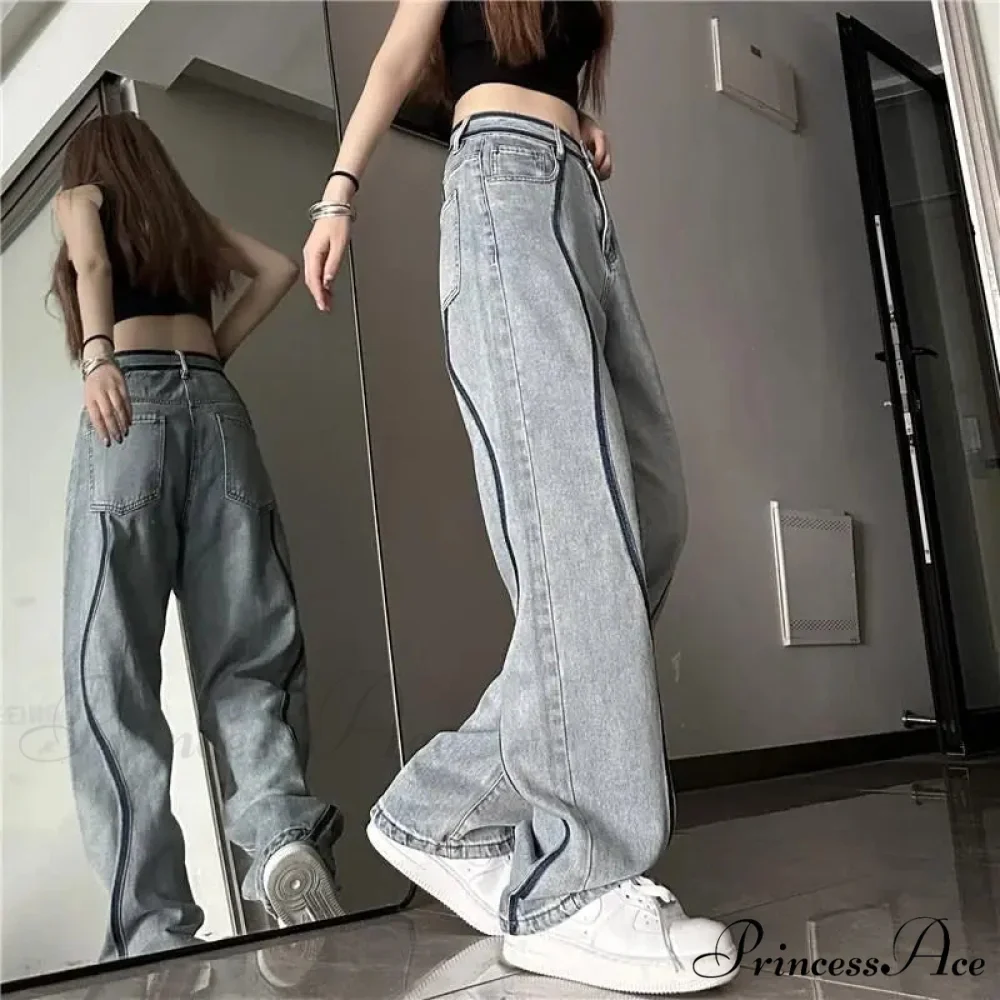 Tall Waisted Baggy Straight Denim Trousers - Image 4
