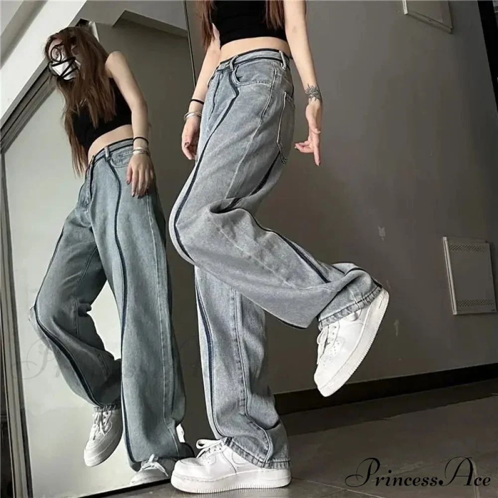Tall Waisted Baggy Straight Denim Trousers - Image 5