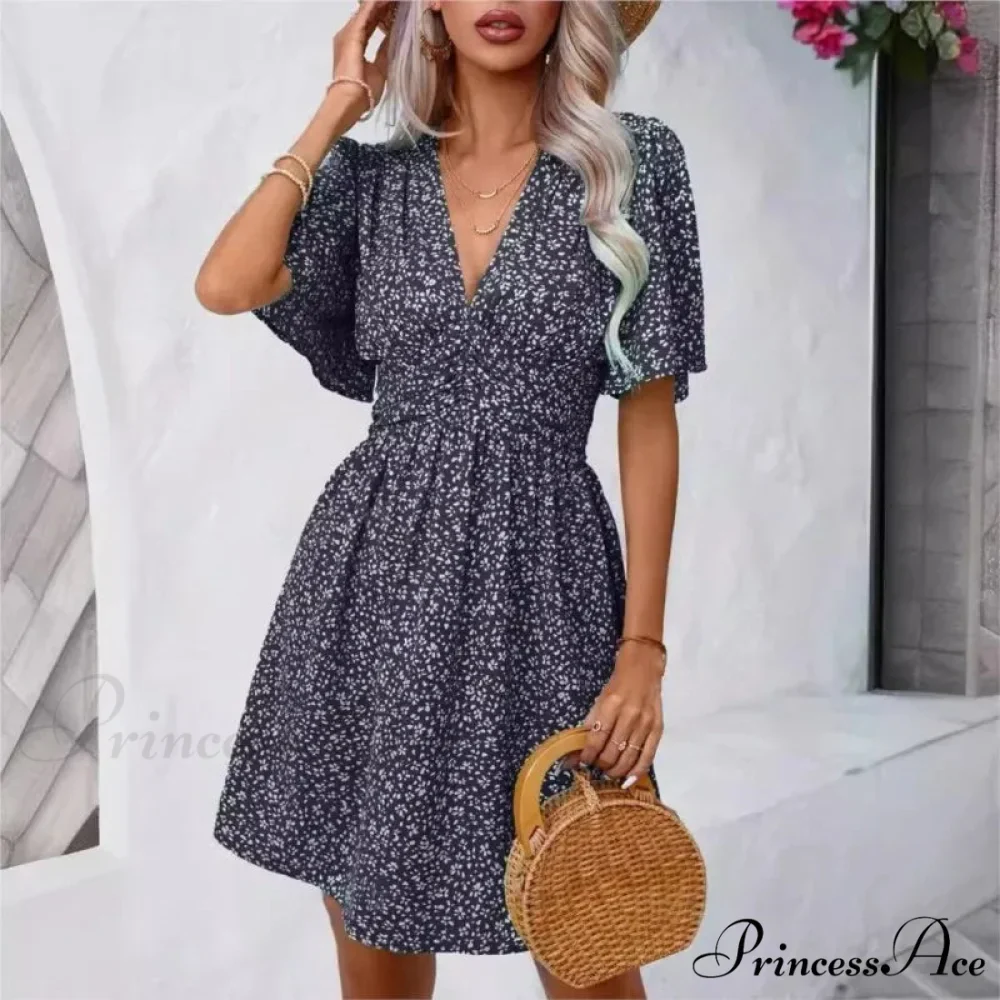 Tall Waisted V-neck Ruffled Floral Dress - Image 3