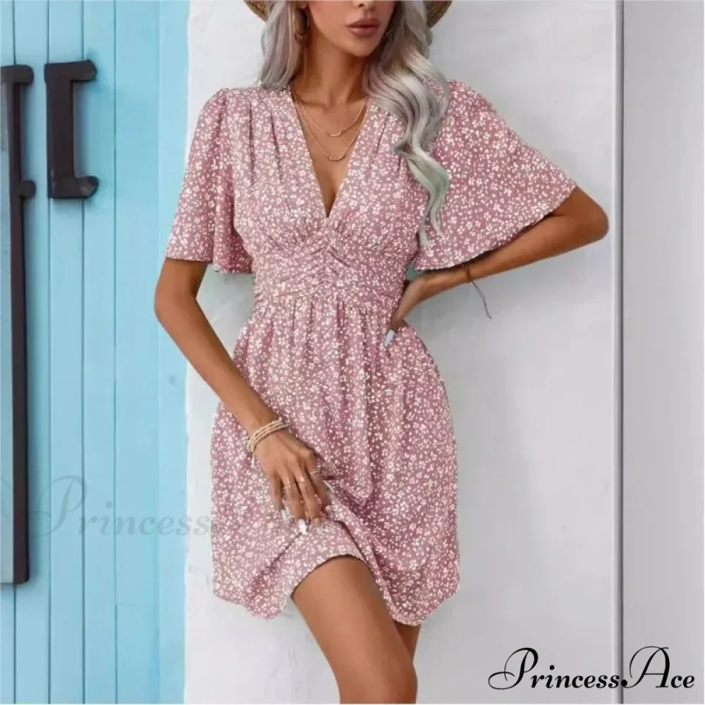 Tall Waisted V-neck Ruffled Floral Dress - Image 4