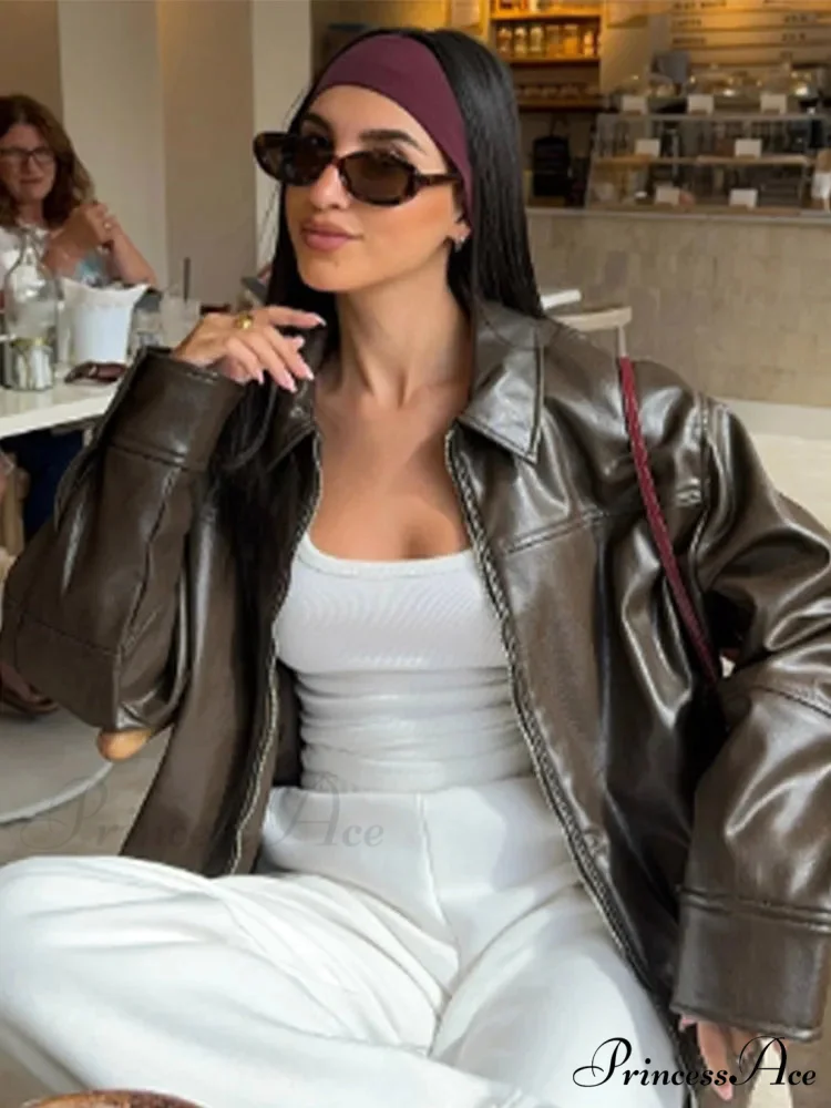 Tan Cinch Lace Leather Jacket - Image 4