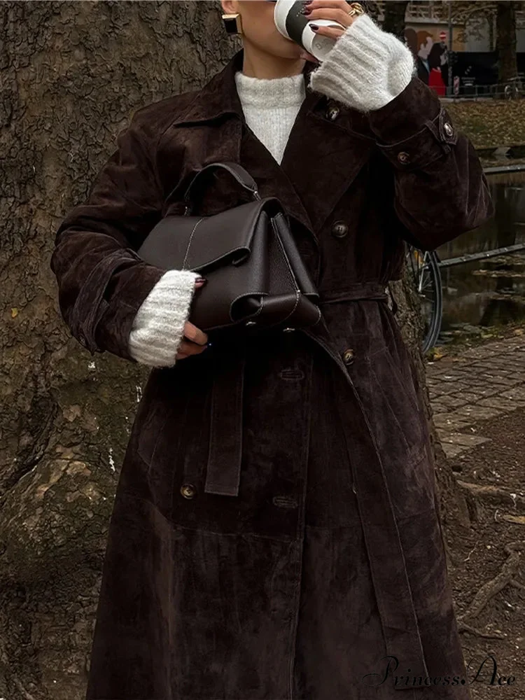 Tan Nubuck Leather Extended Jacket - Image 5