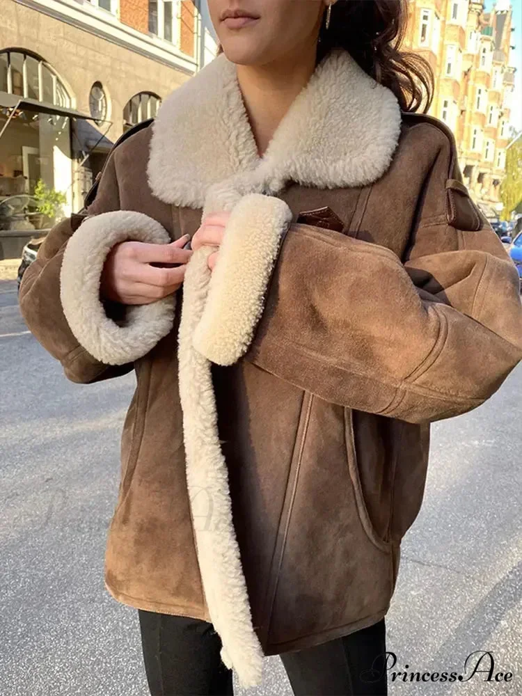Tan Solitary Buttoned Leather Overcoat - Image 4