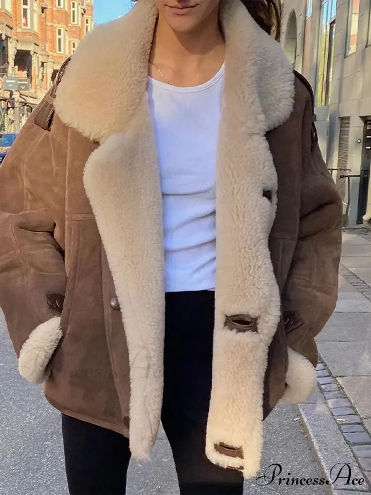 Tan Solitary Buttoned Leather Overcoat - Image 5