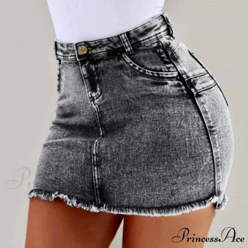 Tattered Edge Festive Denim Skirt - Image 4
