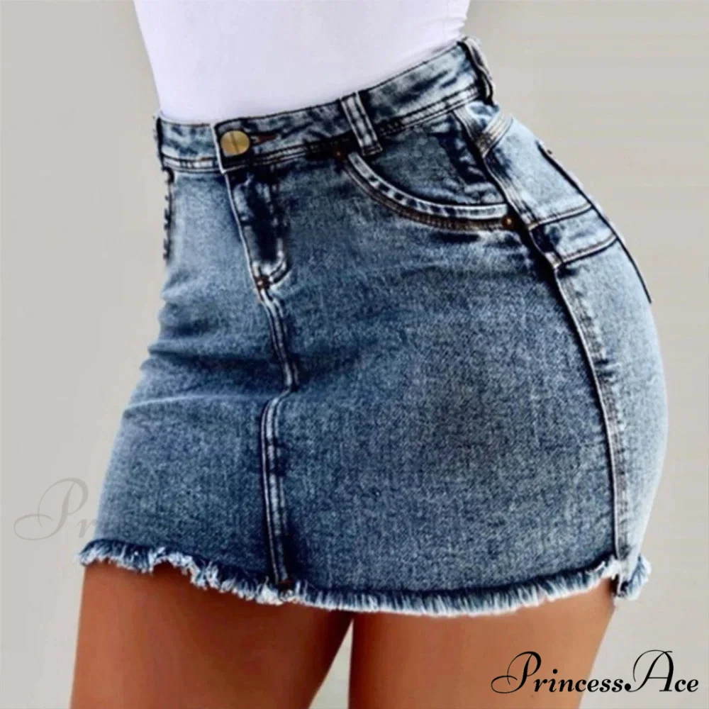 Tattered Edge Festive Denim Skirt - Image 6