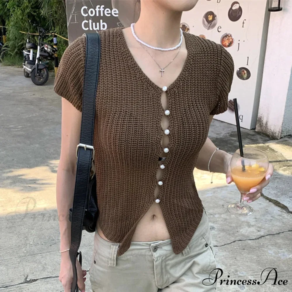 Textured Button Knit Crop Top - Image 5