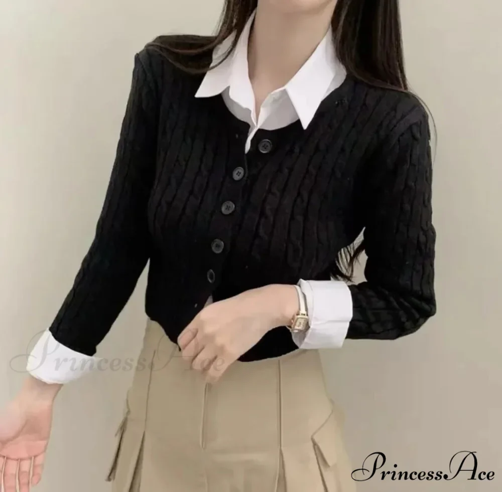 Textured Cable Knit Trim Fit Button-Up Cropped Cardigan - Image 5