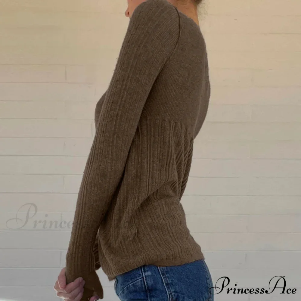 Textured Knit Trim Fit Button Front Extended Sleeve Sweater Women - Image 2