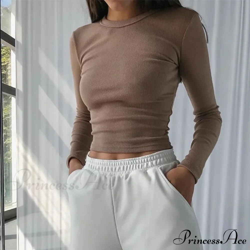 Textured Seductive Cropped Trim Fit Extended Sleeve Knit Top - Image 3