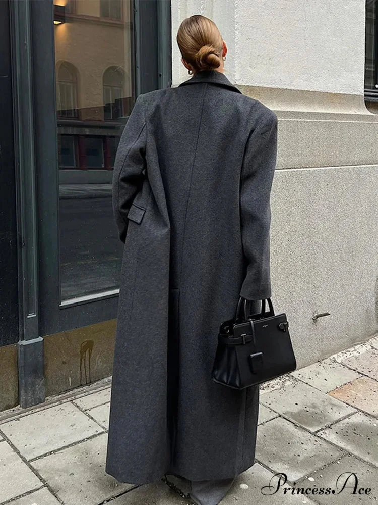 Textured Woolen Dual-Buttoned Overcoat - Image 2
