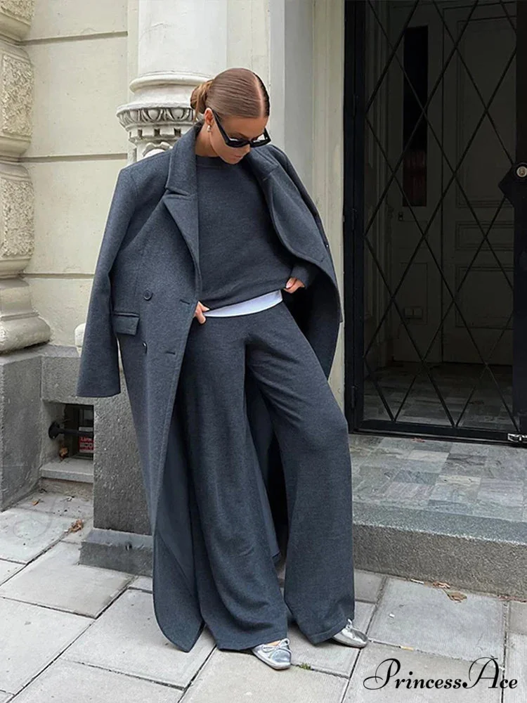 Textured Woolen Dual-Buttoned Overcoat - Image 3
