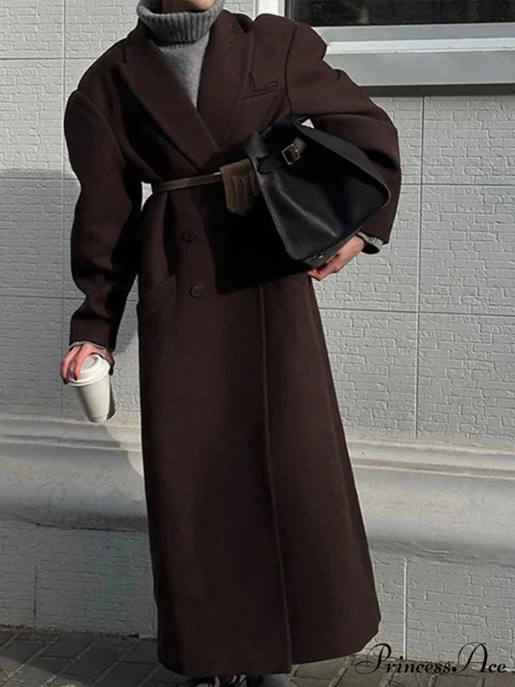 Textured Woolen Dual-Buttoned Overcoat - Image 5