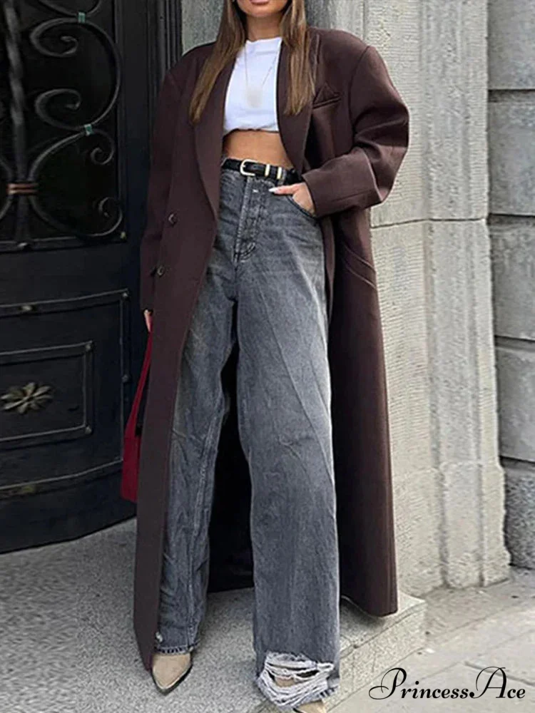 Textured Woolen Dual-Buttoned Overcoat - Image 6