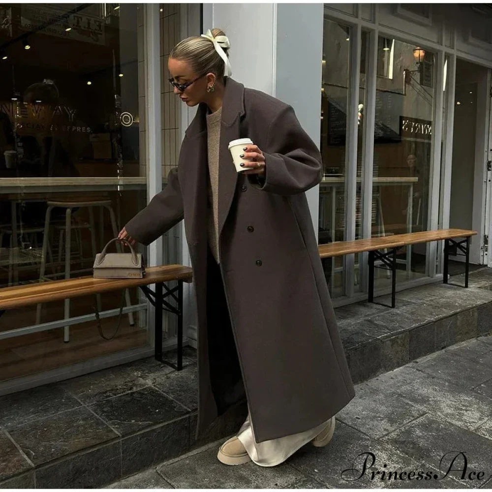 Textured Woolen Dual-Buttoned Overcoat - Image 8
