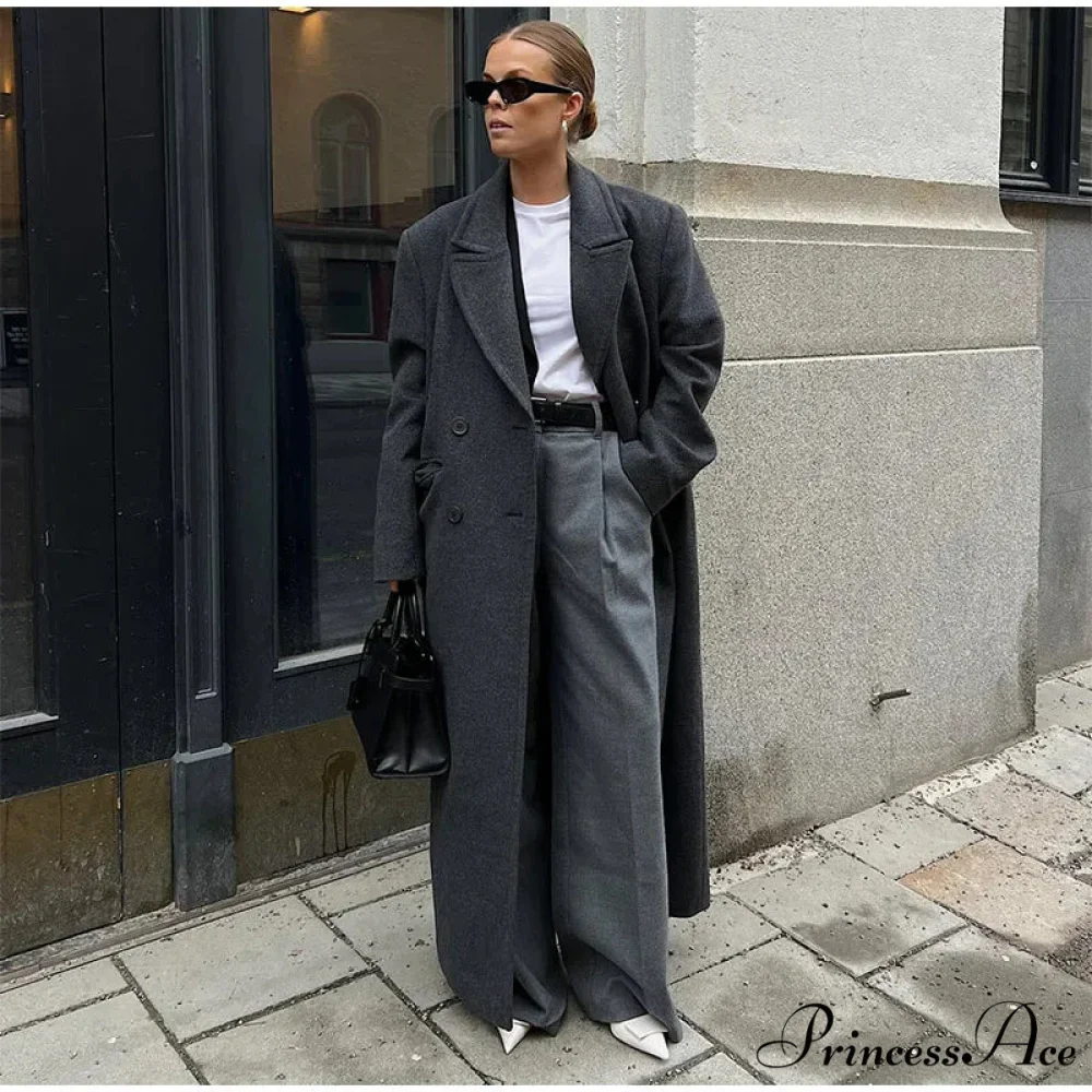 Textured Woolen Dual-Buttoned Overcoat - Image 9
