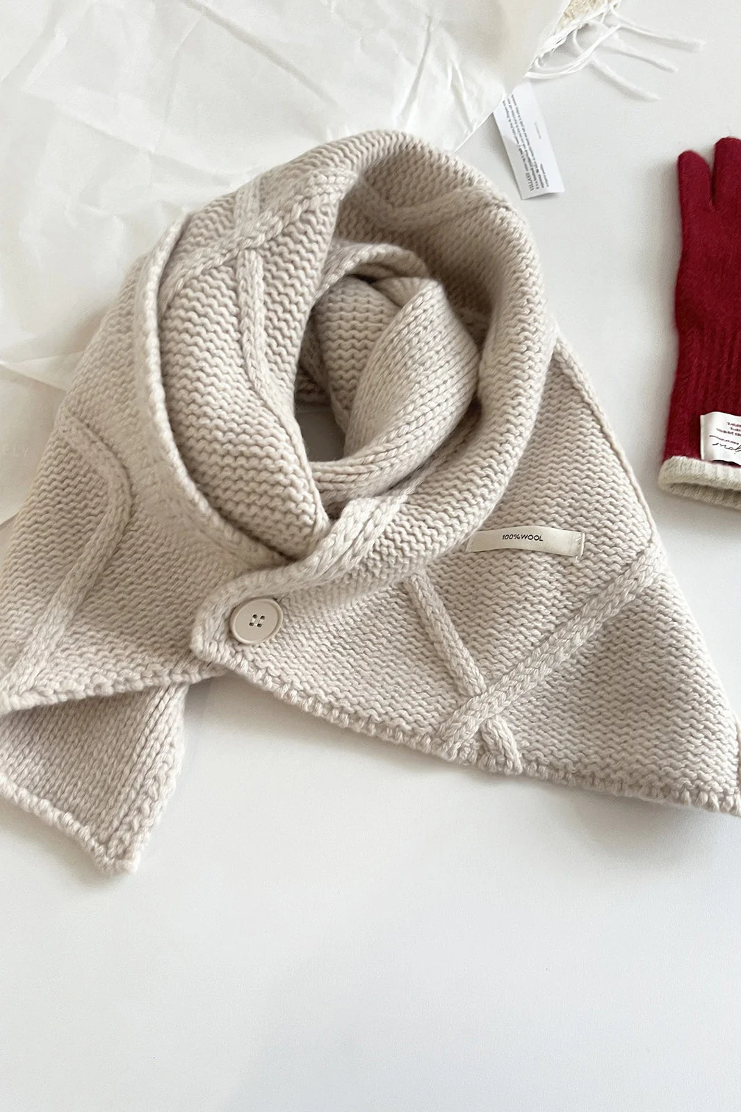 100% Wool Buttoned Convertible Scarf - Image 10