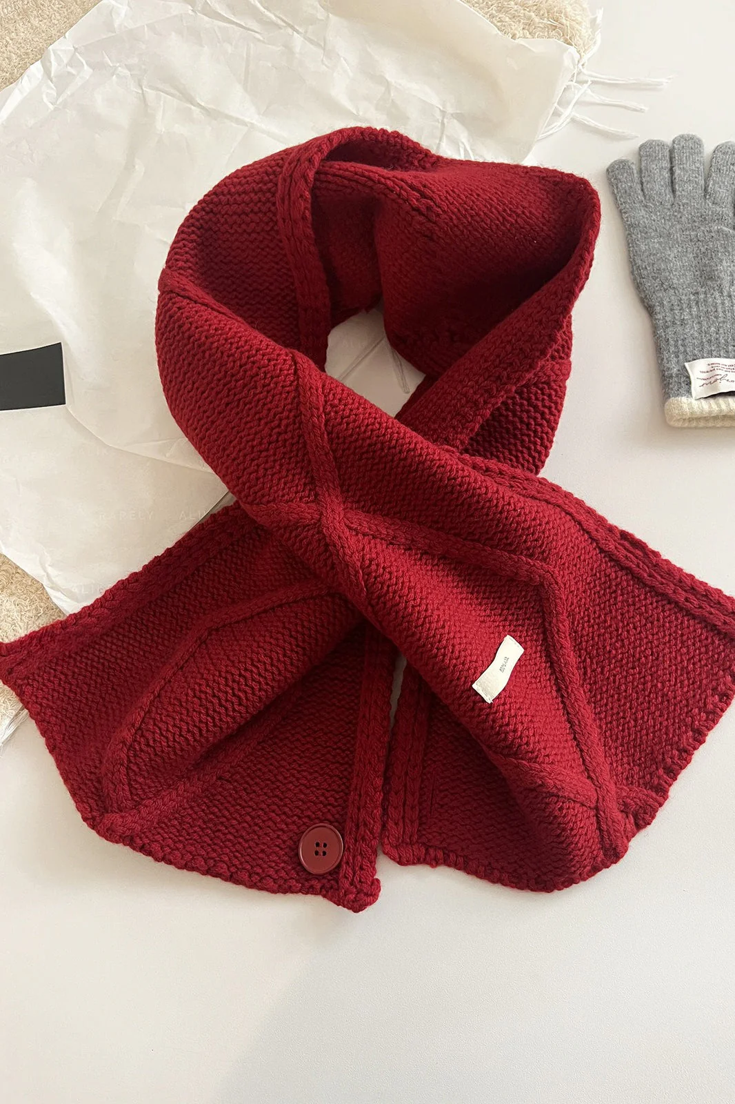 100% Wool Buttoned Convertible Scarf - Image 11