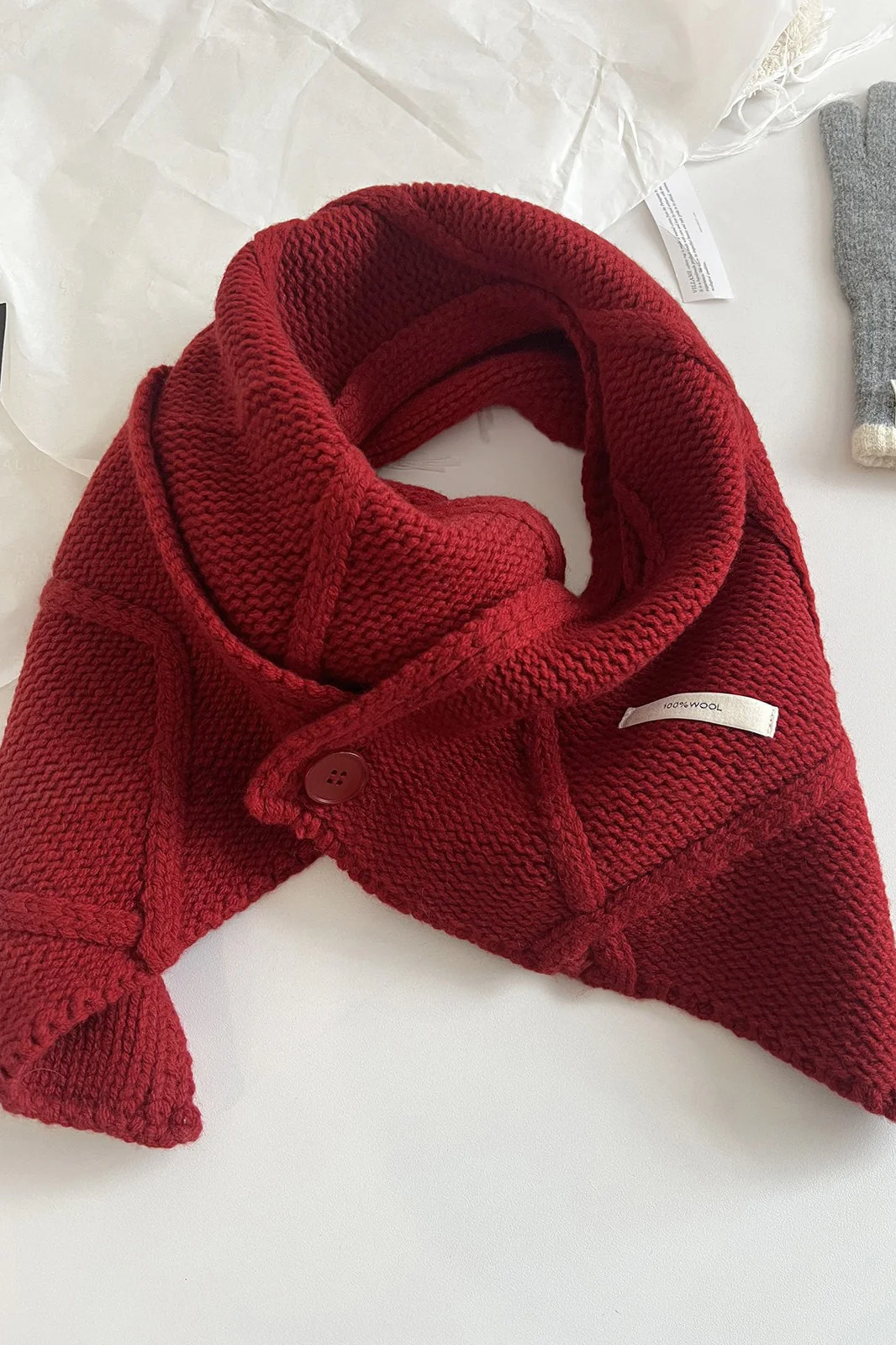 100% Wool Buttoned Convertible Scarf - Image 12