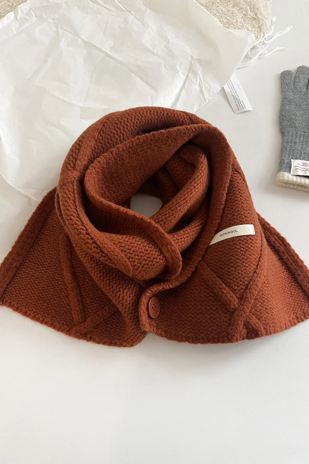 100% Wool Buttoned Convertible Scarf - Image 14