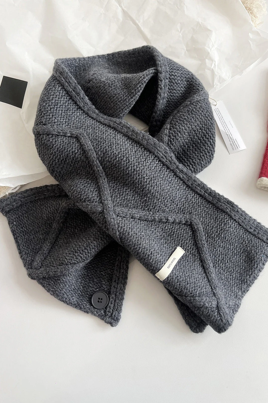100% Wool Buttoned Convertible Scarf - Image 7