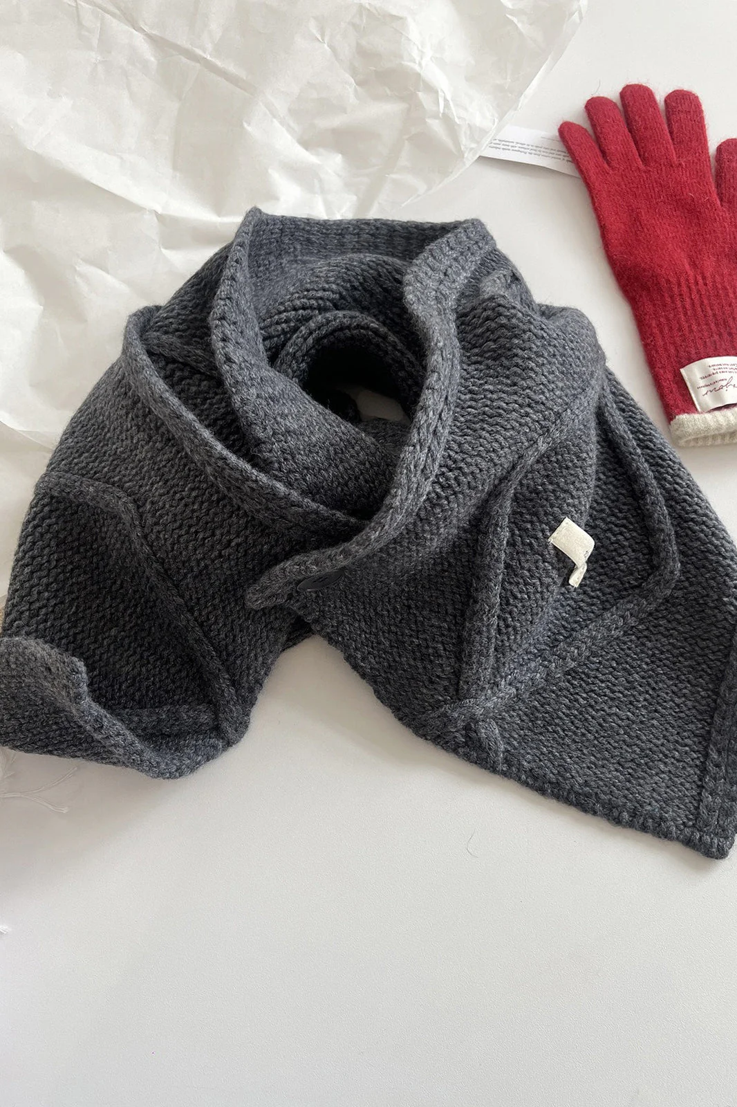100% Wool Buttoned Convertible Scarf - Image 8