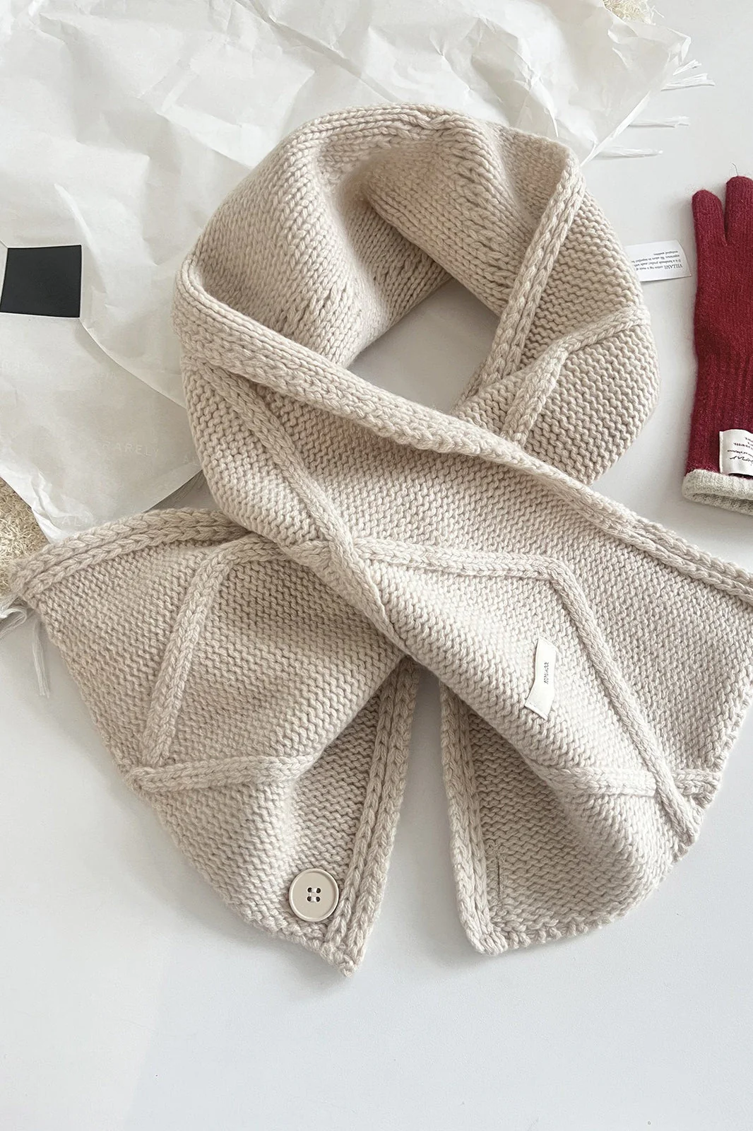 100% Wool Buttoned Convertible Scarf - Image 9