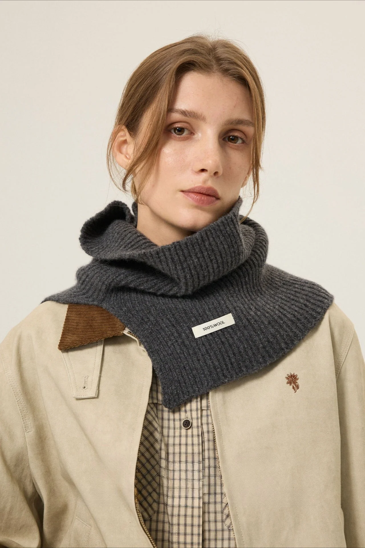 100% Wool Knitted Layered Split Scarf - Image 2