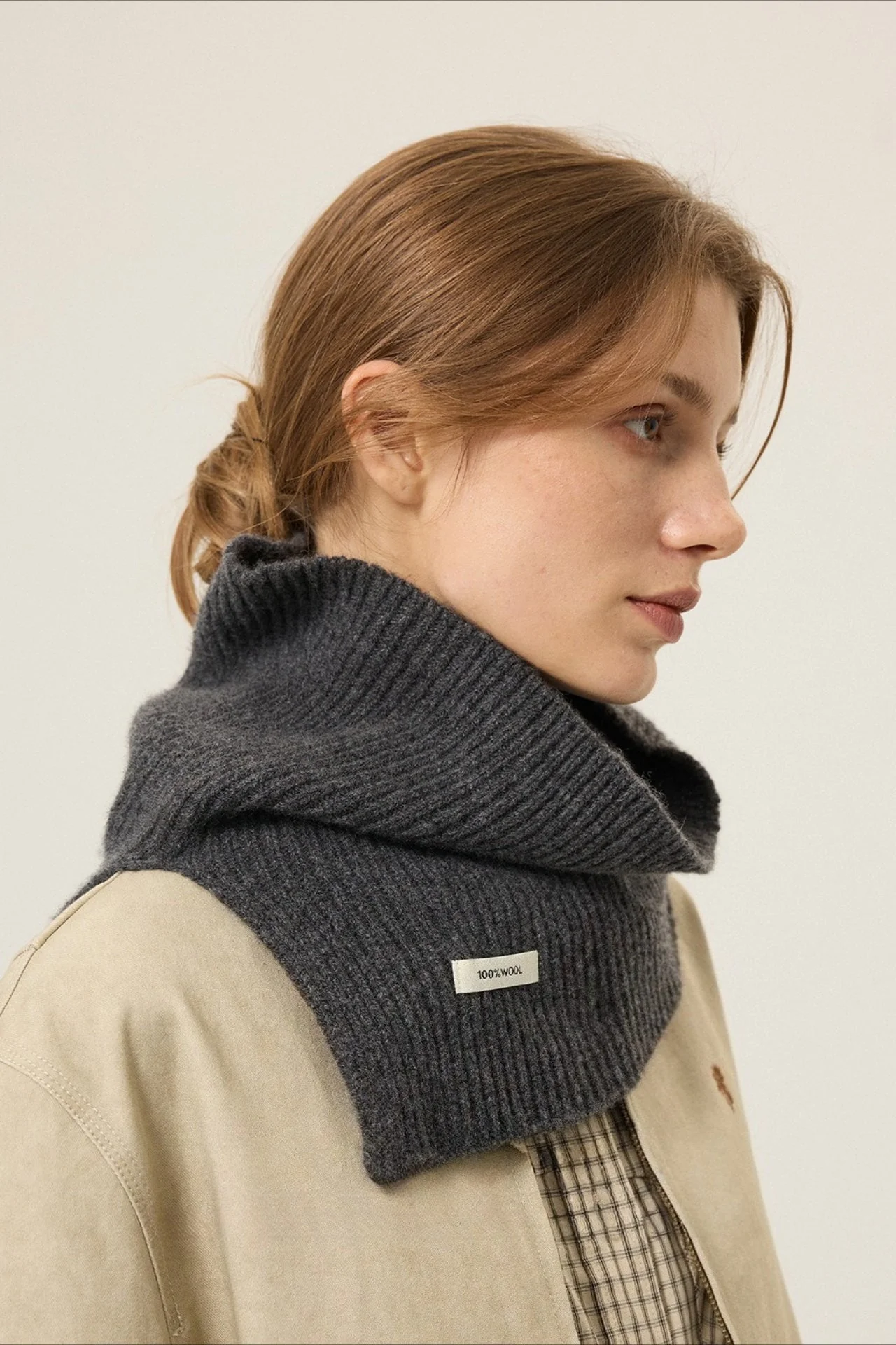 100% Wool Knitted Layered Split Scarf - Image 3