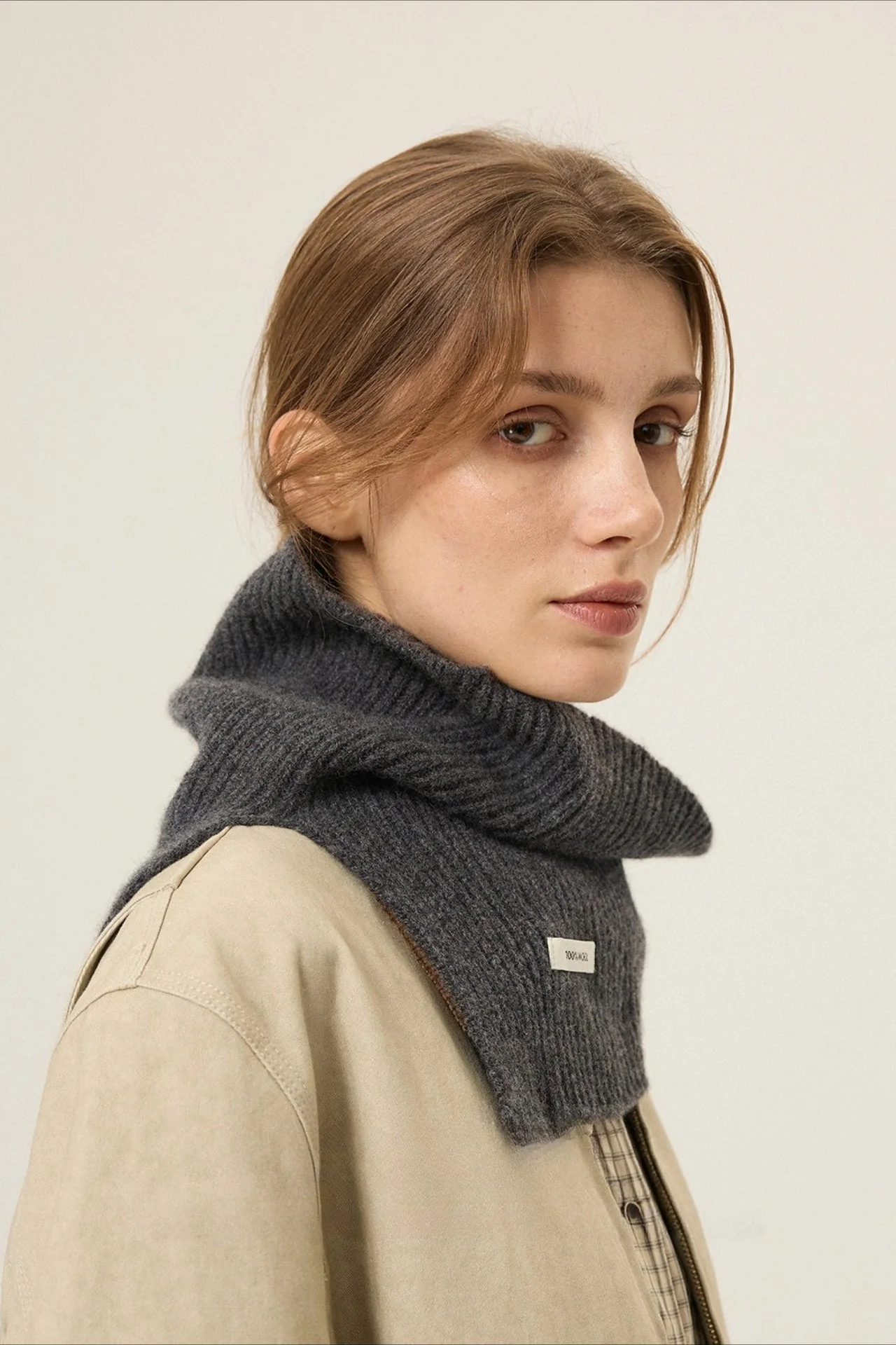 100% Wool Knitted Layered Split Scarf - Image 4