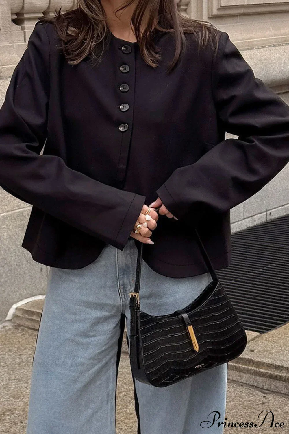 Suede Single Breasted Long Sleeve Coat - Image 3