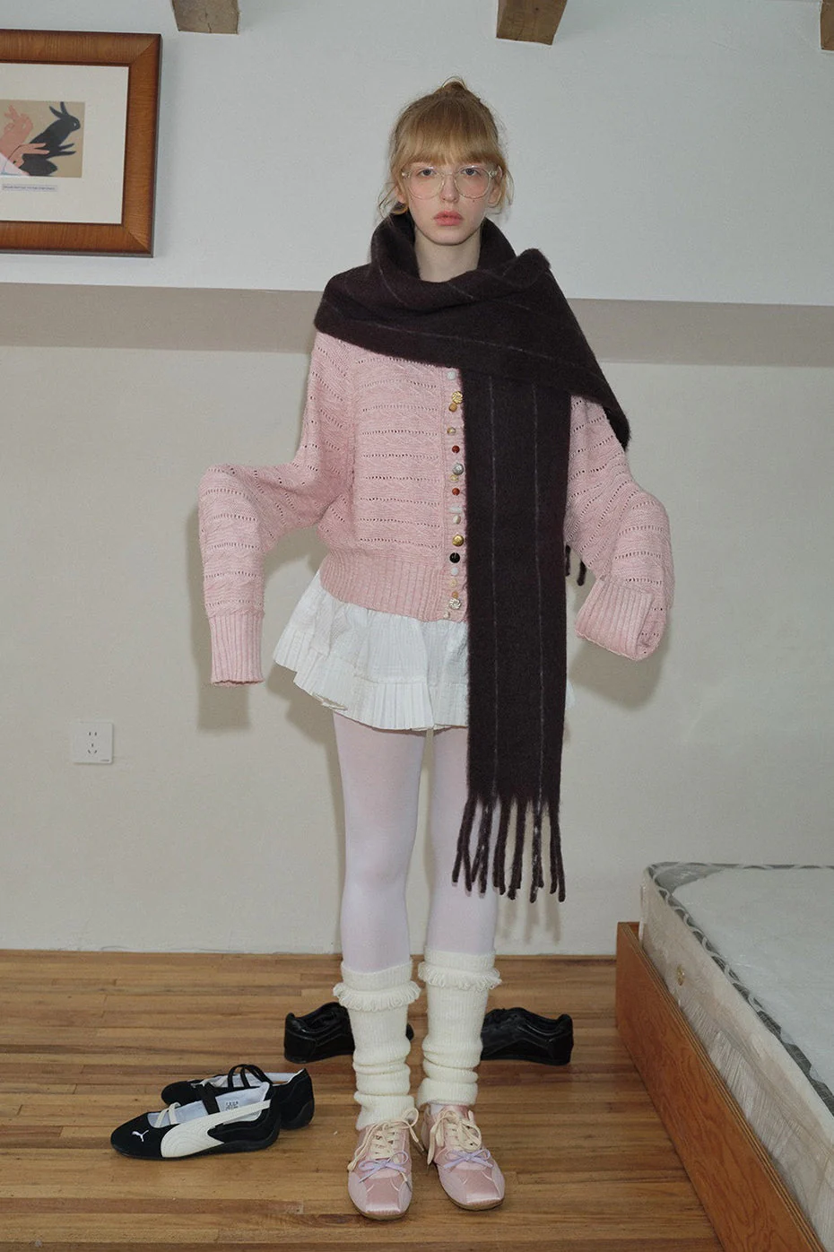 25% Wool Blend Vertical Striped Unisex Scarf - Image 2