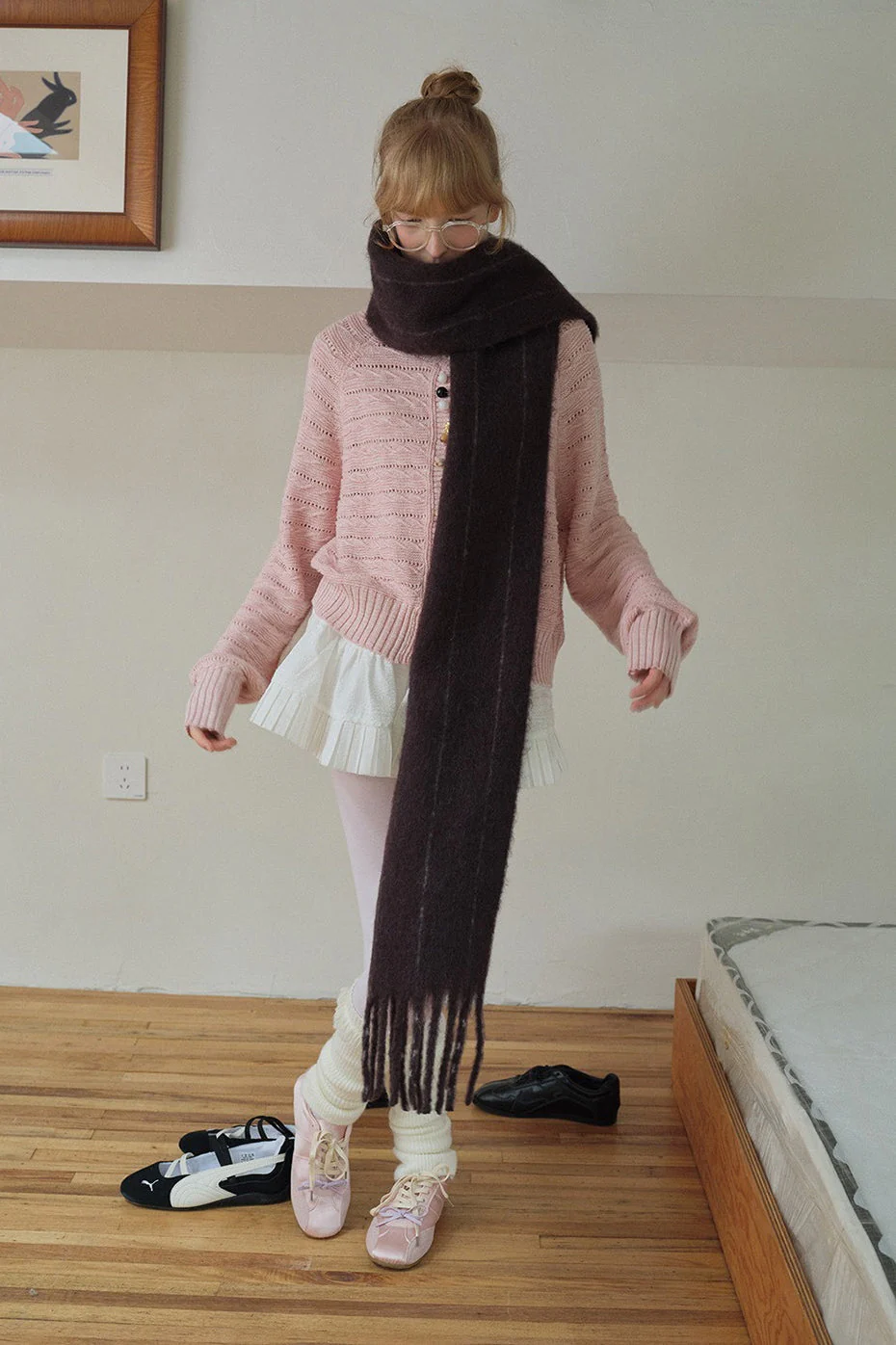 25% Wool Blend Vertical Striped Unisex Scarf - Image 4