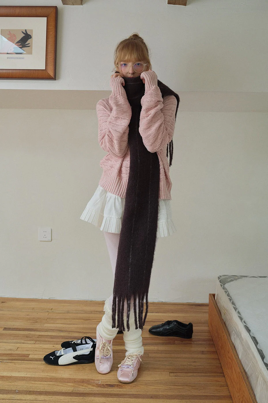 25% Wool Blend Vertical Striped Unisex Scarf - Image 5
