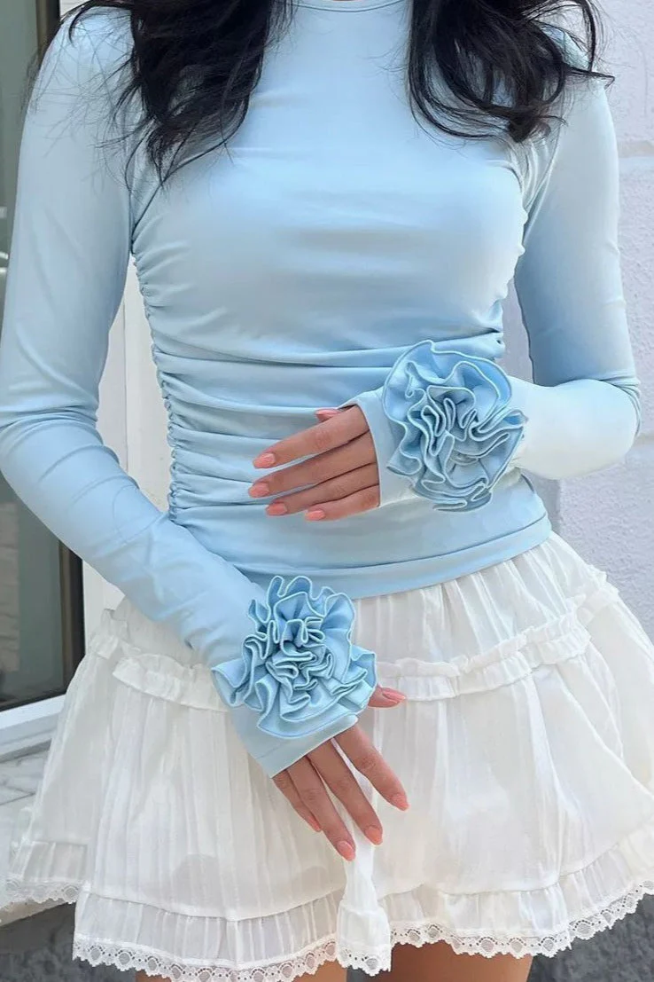 3D Floral Slim-Fit Long Sleeve Tee - Image 2