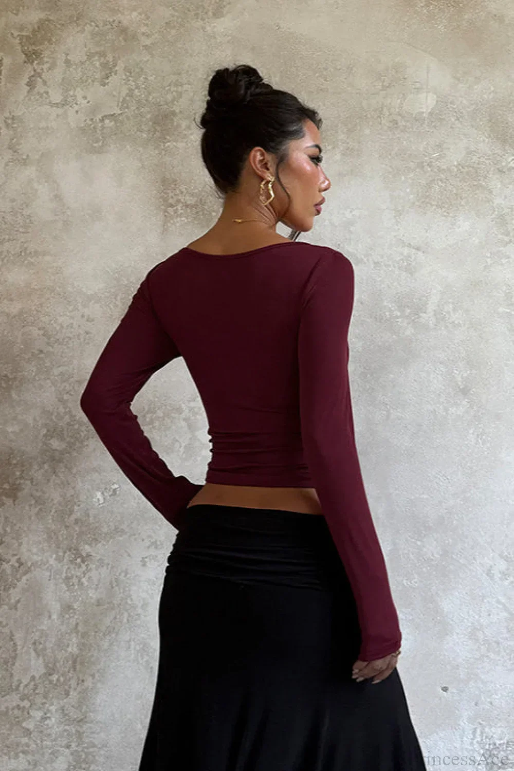 3D Rhinestone Fitted Long Sleeve Tee - Image 4