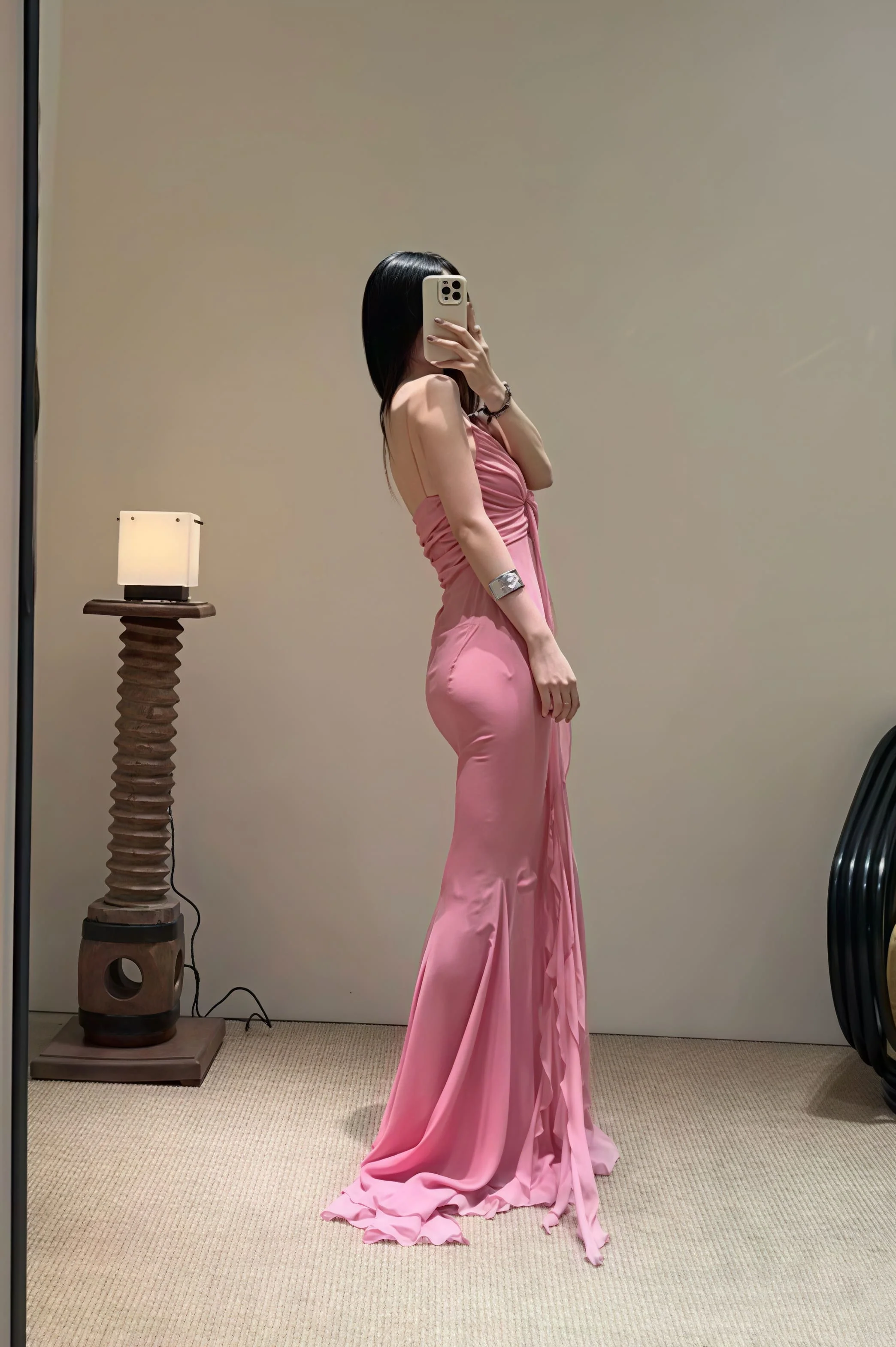 3D Rose Flowy Spaghetti Strap Backless Maxi Dress - Image 5
