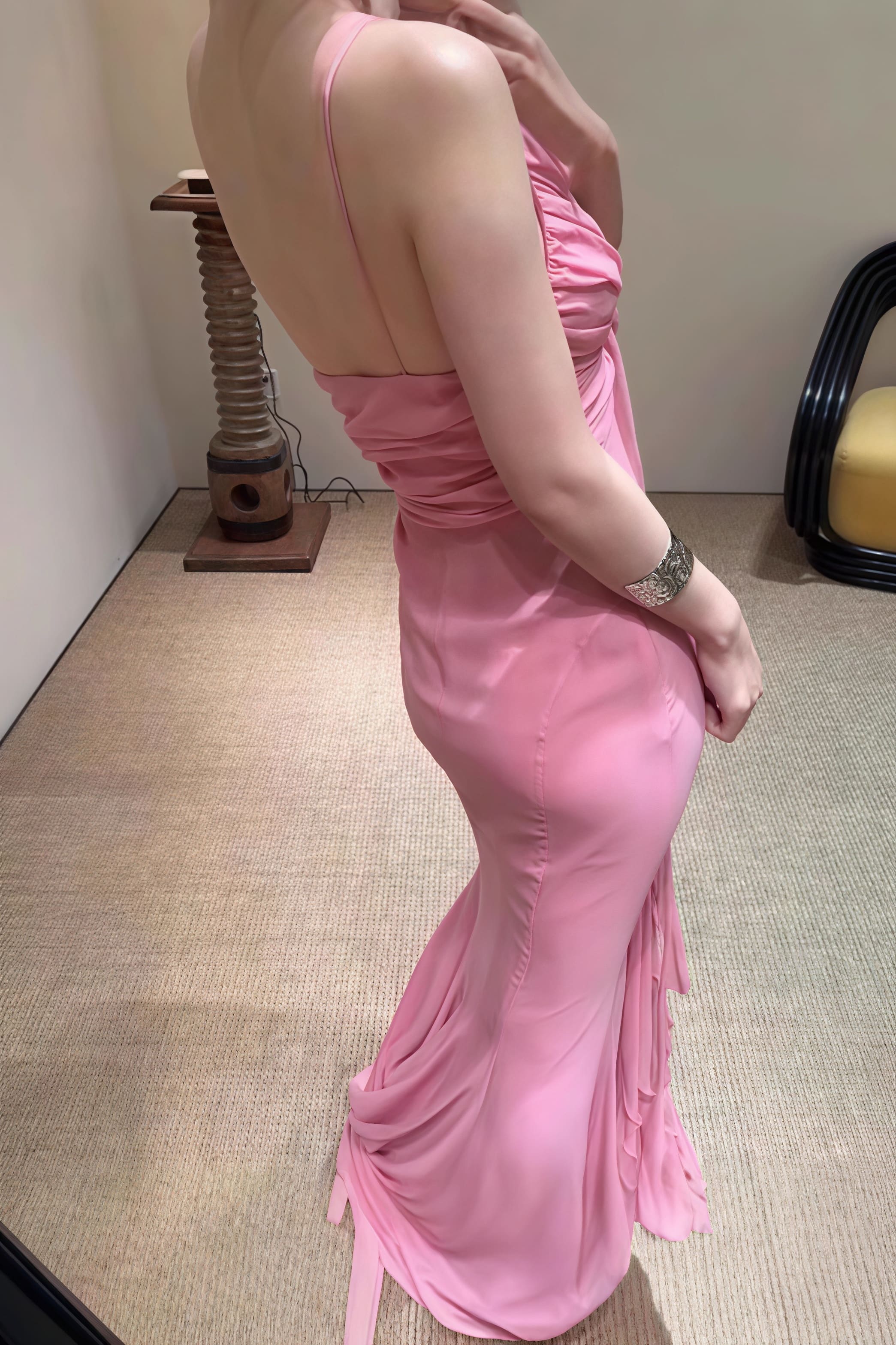 3D Rose Flowy Spaghetti Strap Backless Maxi Dress - Image 6