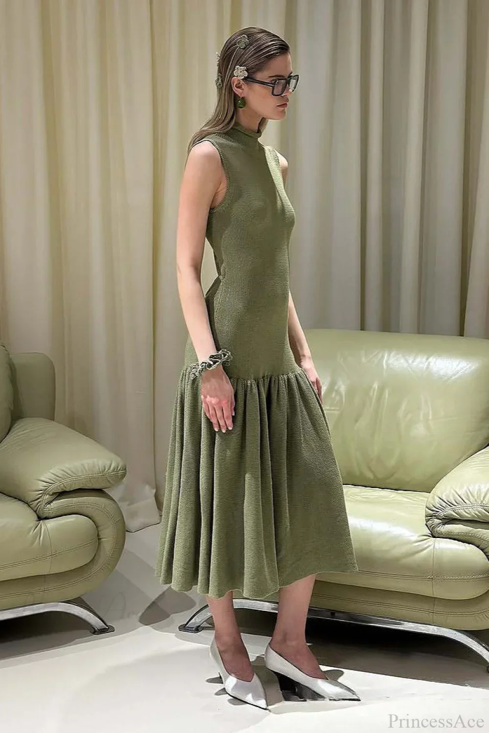 A Line Knit Fitted Maxi Dress - Image 2