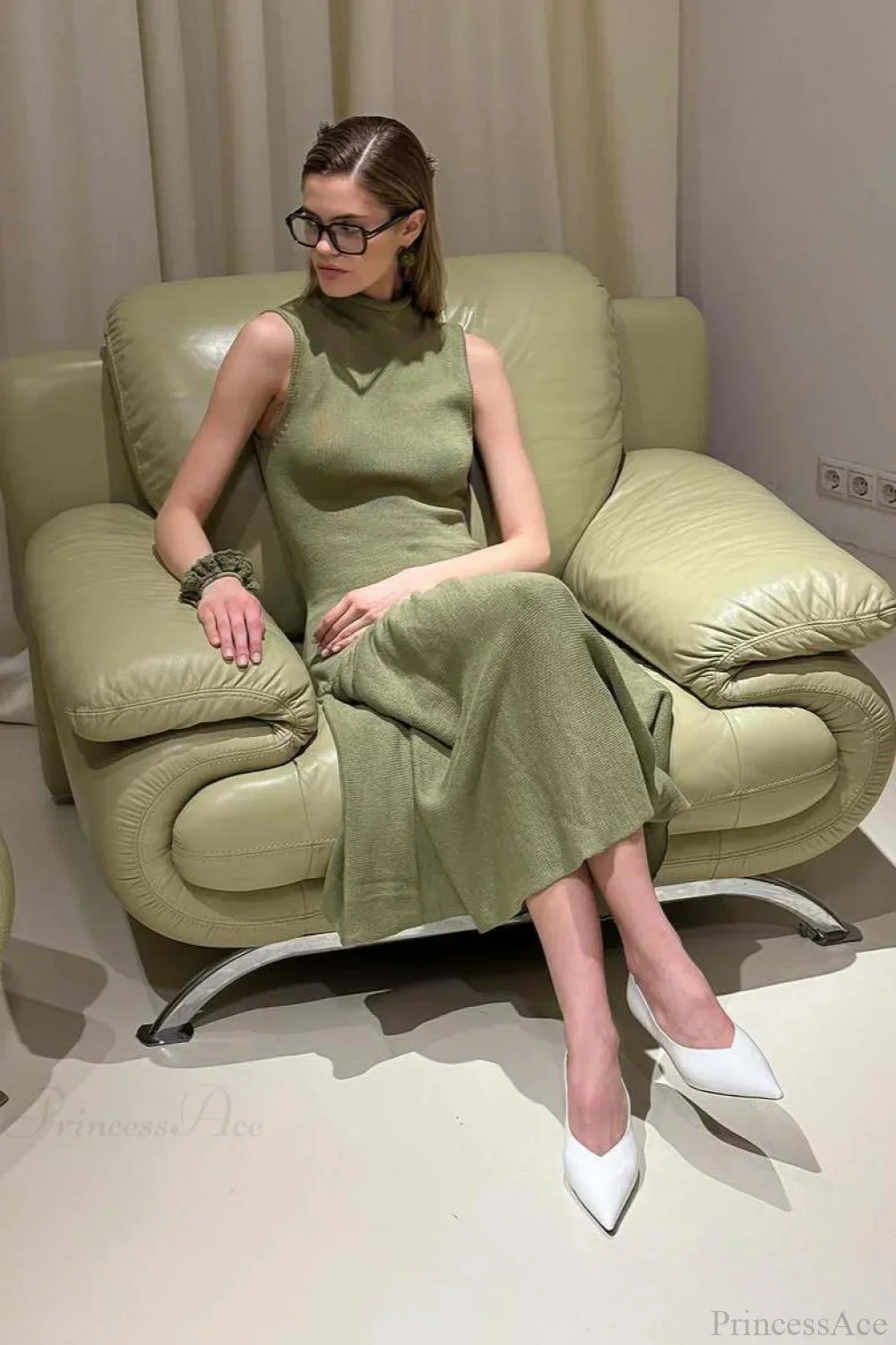 A Line Knit Fitted Maxi Dress - Image 3