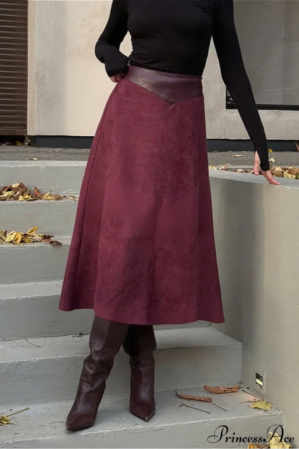 A-Line Maxi Suede Skirt - Image 2