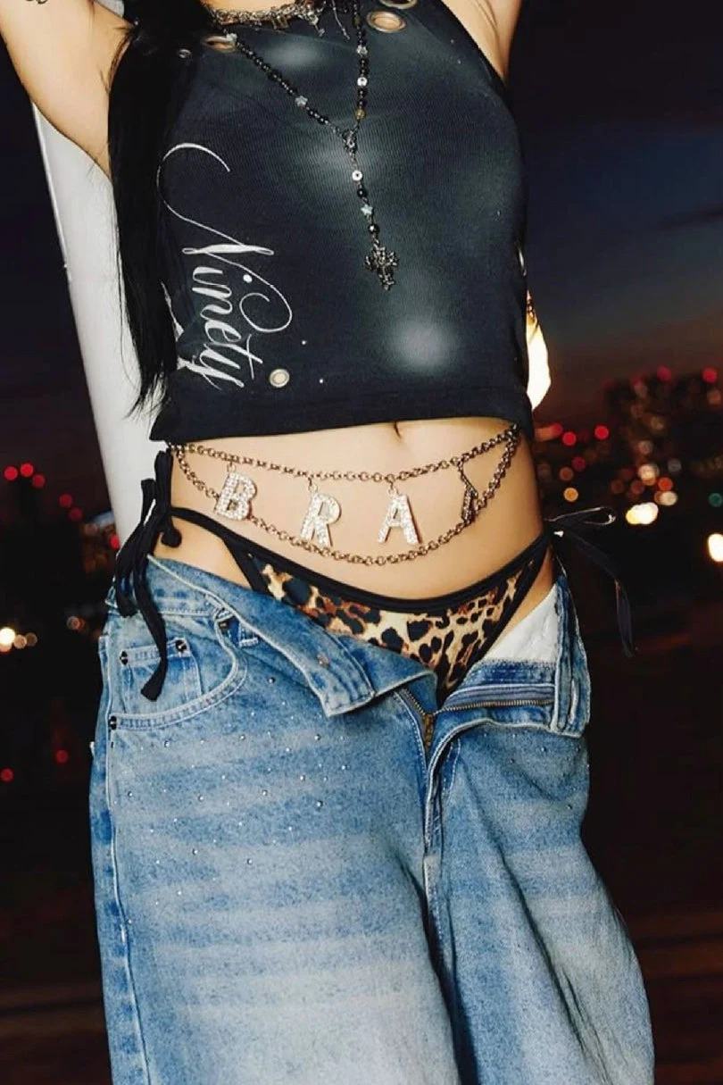 Angel Wing Embroidery Rhinestone Straight Jeans - Image 7